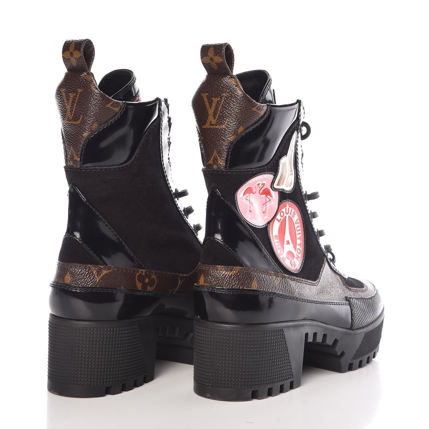 Louis Vuitton Suede Calfskin Monogram World Tour Platform Desert Boots 35 Black 4 of 8