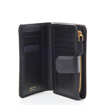Prada Saffiano Compact Triangle Wallet Black 5 of 7