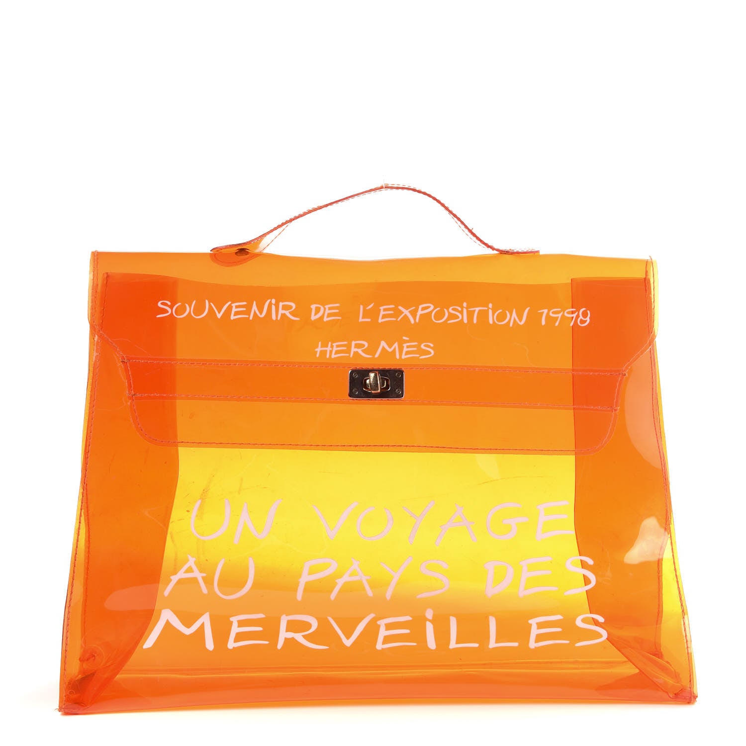 Hermes Vinyl Souvenir De L'Exposition Kelly Orange 1 of 15