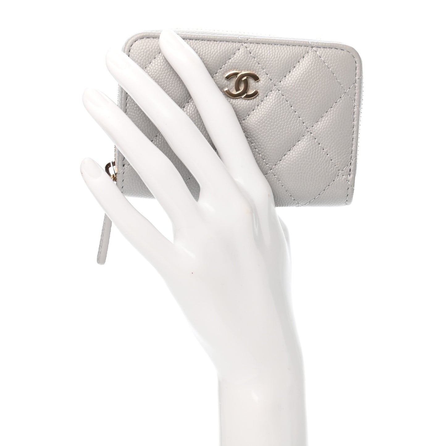 Caviar Quilted Zip Coin Purse Grey