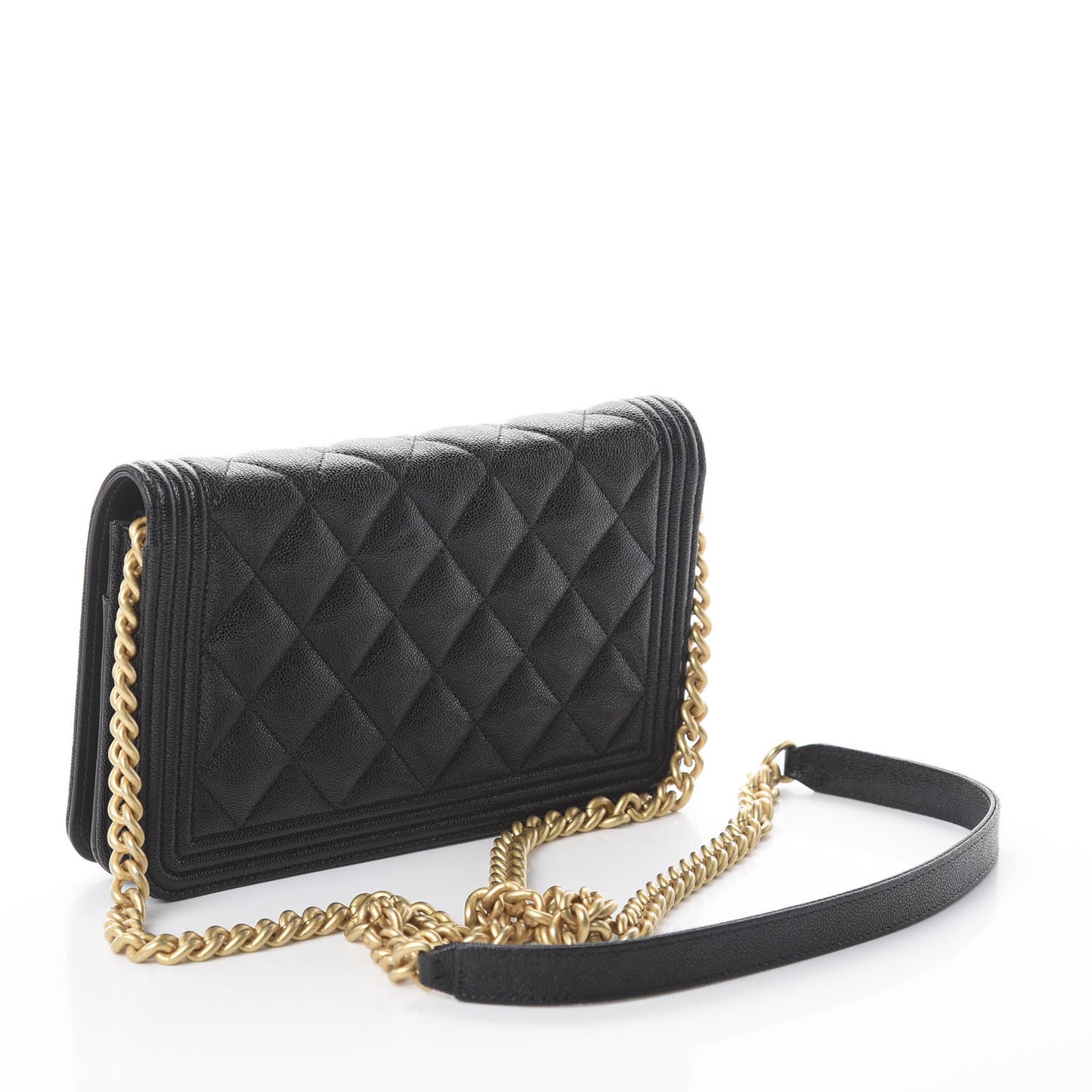 Caviar Quilted Boy Wallet On Chain WOC Black