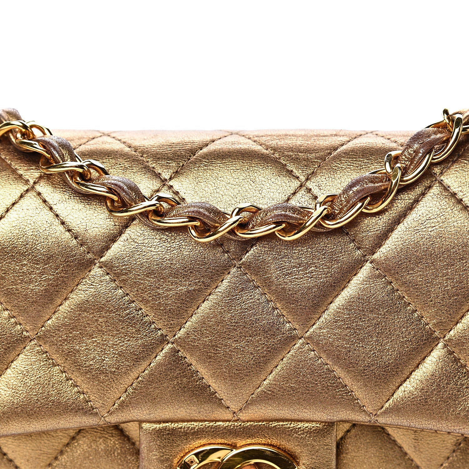 Chanel Metallic Lambskin Quilted Mini Square Flap Gold 19 of 19