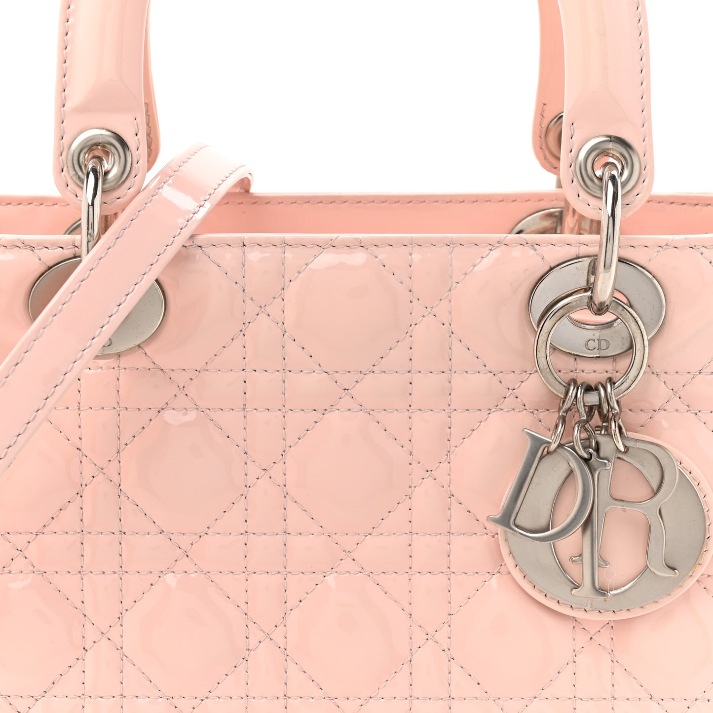 Patent Cannage Medium Lady Dior Rose Clair
