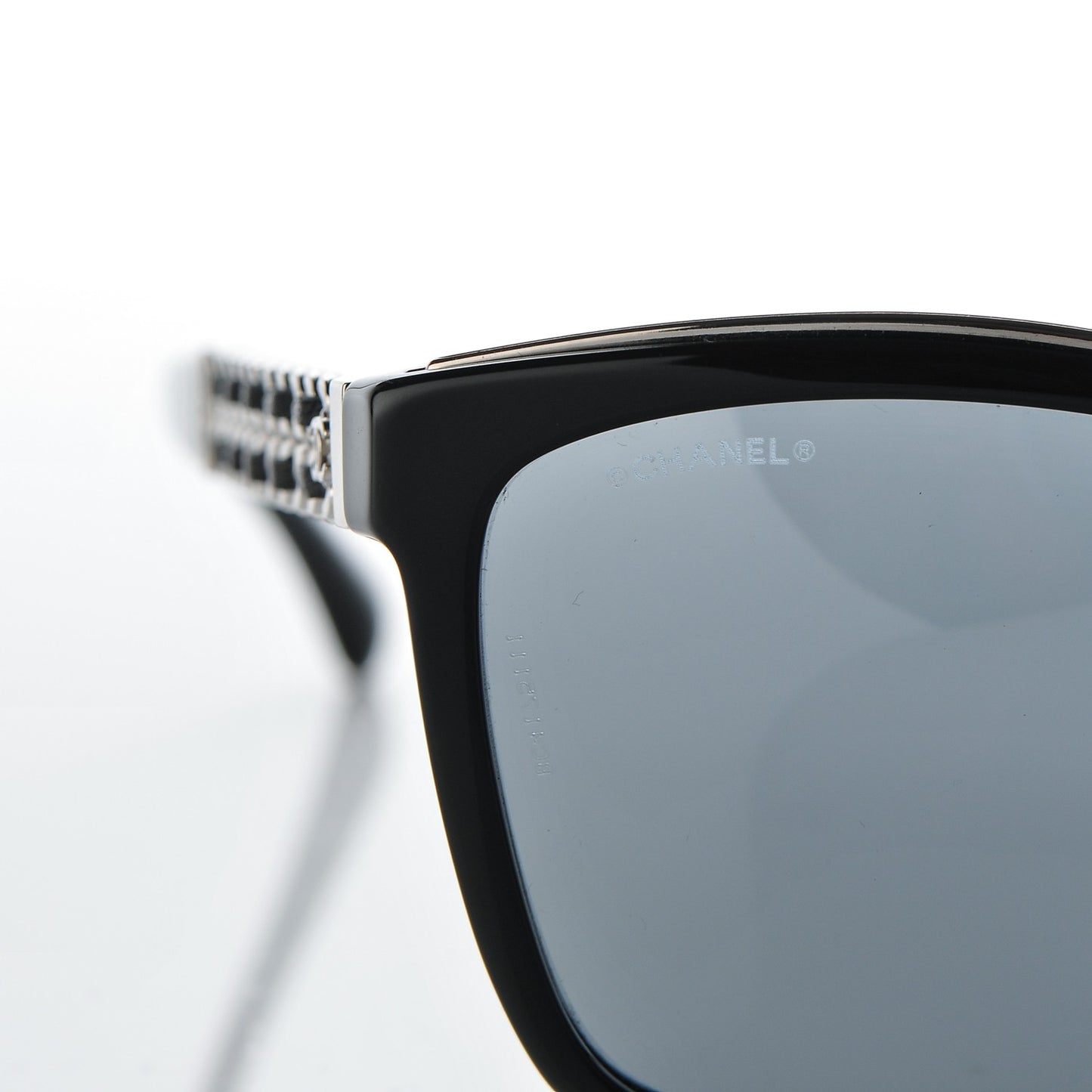 Calfskin Square Chain Sunglasses 5360-Q-A Black