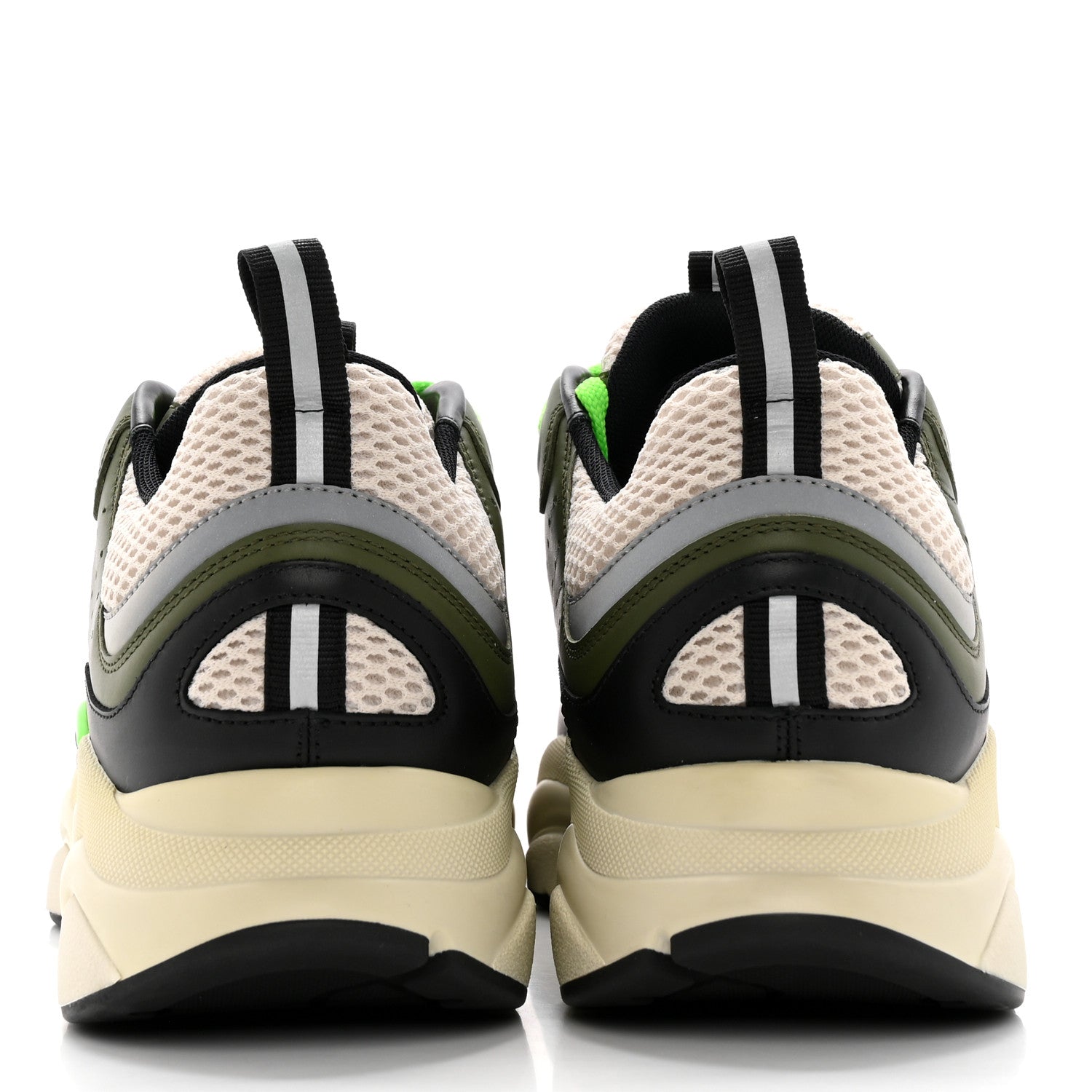 Christian Dior Technical Mesh Calfskin Mens B22 Sneakers 41 Olive Green Black Grey White 5 of 12