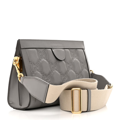 Gucci Calfskin GG Matelasse Small Slim Chain Shoulder Bag Dusty Grey Natural 3 of 20