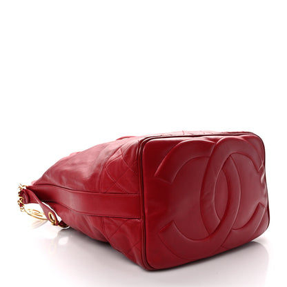 Chanel Lambskin CC Drawstring Shoulder Bag Red 5 of 13