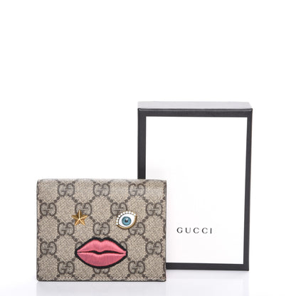 Gucci GG Supreme Monogram Face Embroidered Card Case Wallet Pink 10 of 10