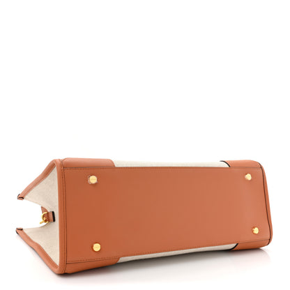 MCM Calfskin Linen Large Munchen Tote Cognac 5 of 13