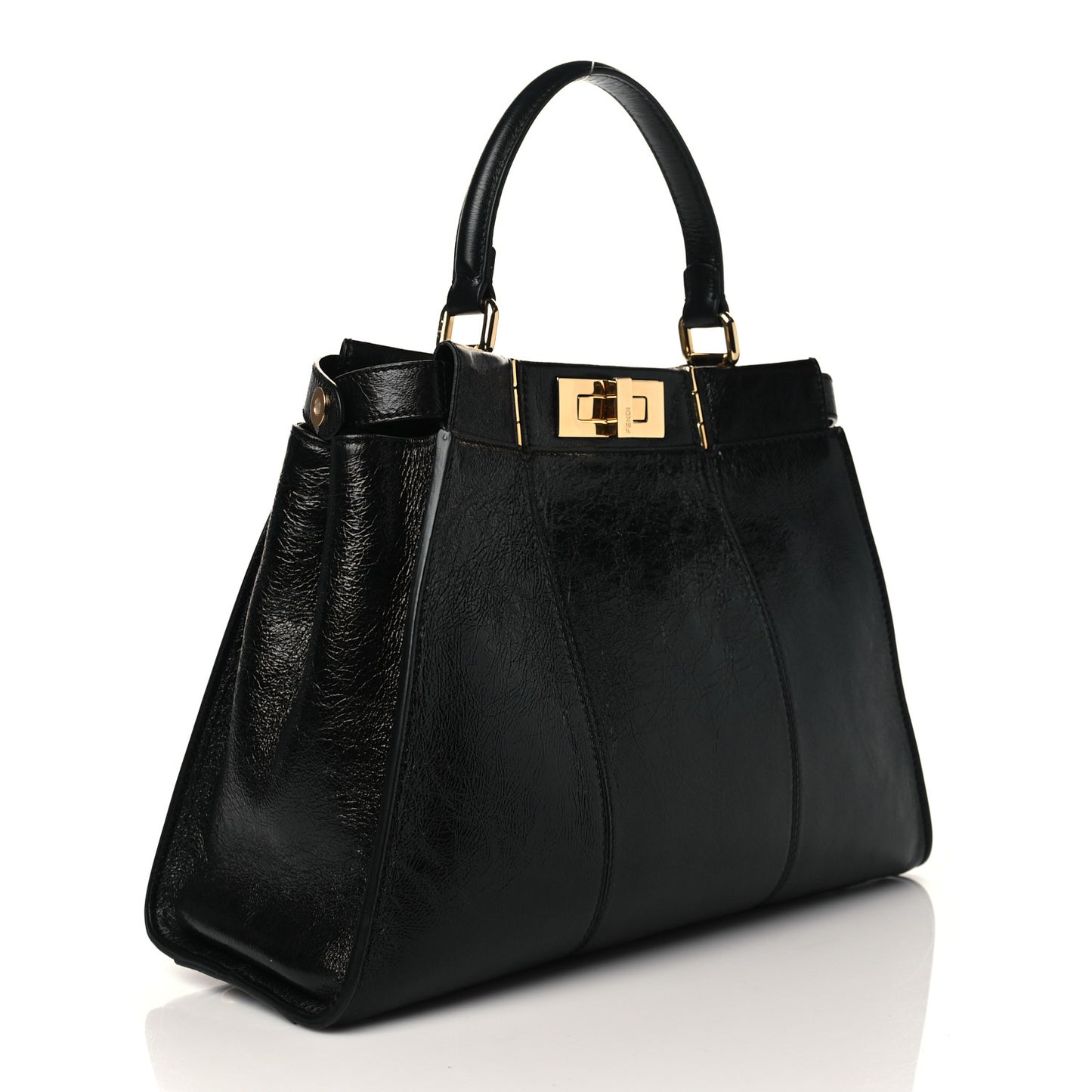Agnello Old Shine Medium Peekaboo Iconic Satchel Black