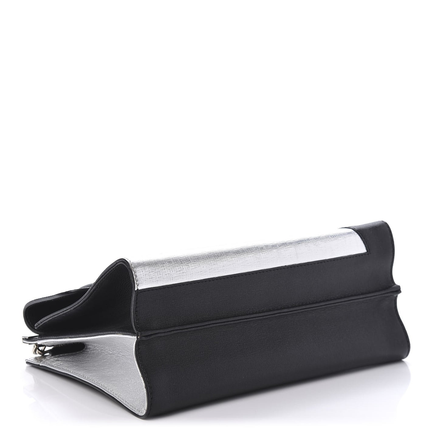 Vitello Elite Bi-Color Demi Jour Shoulder Bag Black Silver