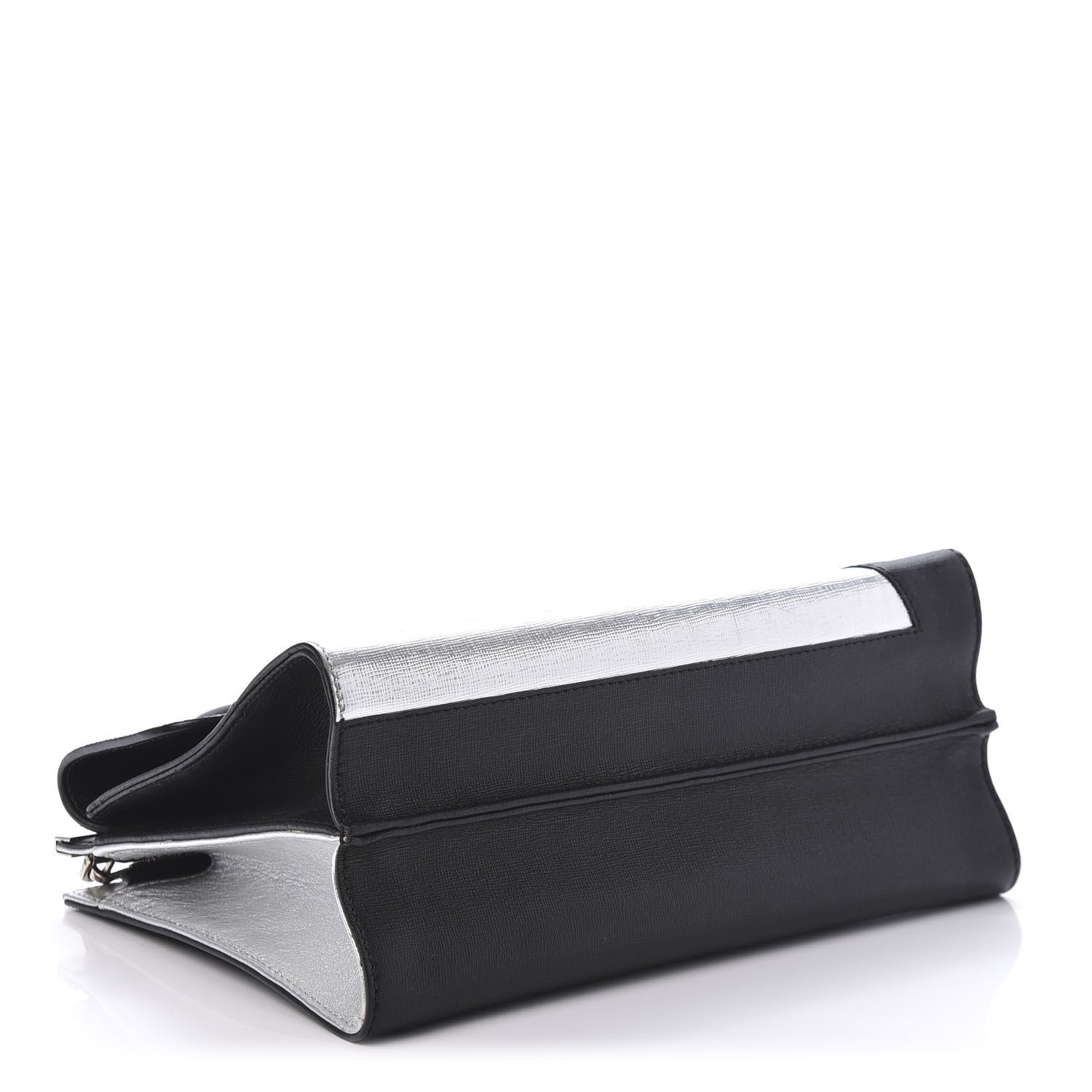 Fendi Vitello Elite Bi-Color Demi Jour Shoulder Bag Black Silver 4 of 11