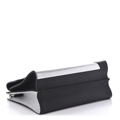 Fendi Vitello Elite Bi-Color Demi Jour Shoulder Bag Black Silver 4 of 11