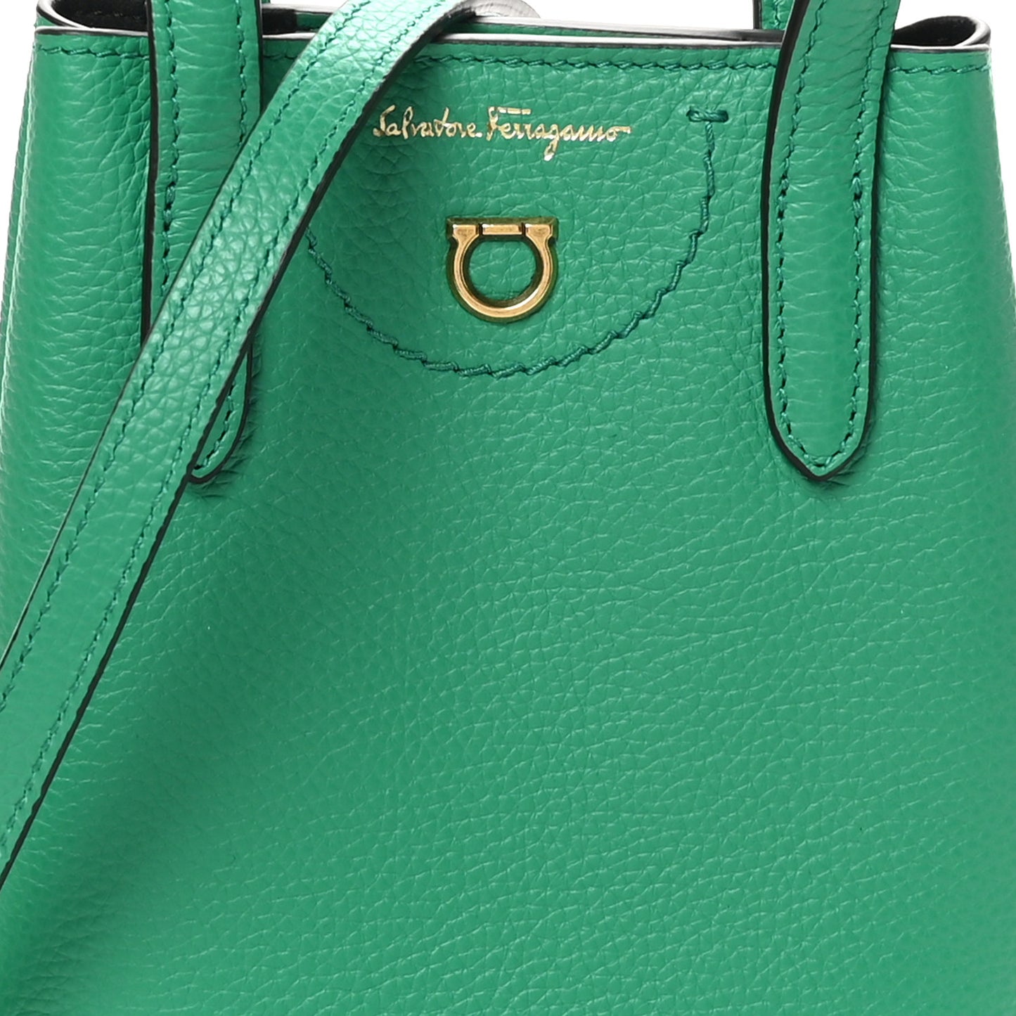 Tumbled Calfskin Gancini Mini Bag Smeraldo