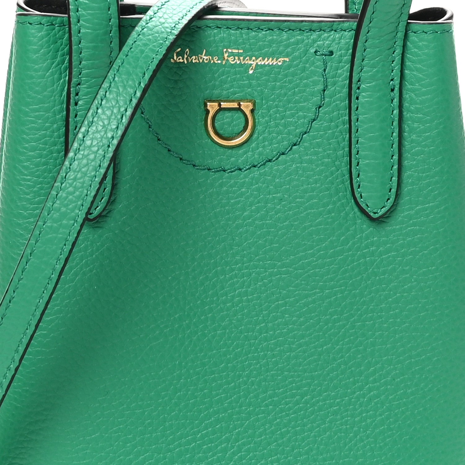 Salvatore Ferragamo Tumbled Calfskin Gancini Mini Bag Smeraldo 7 of 10
