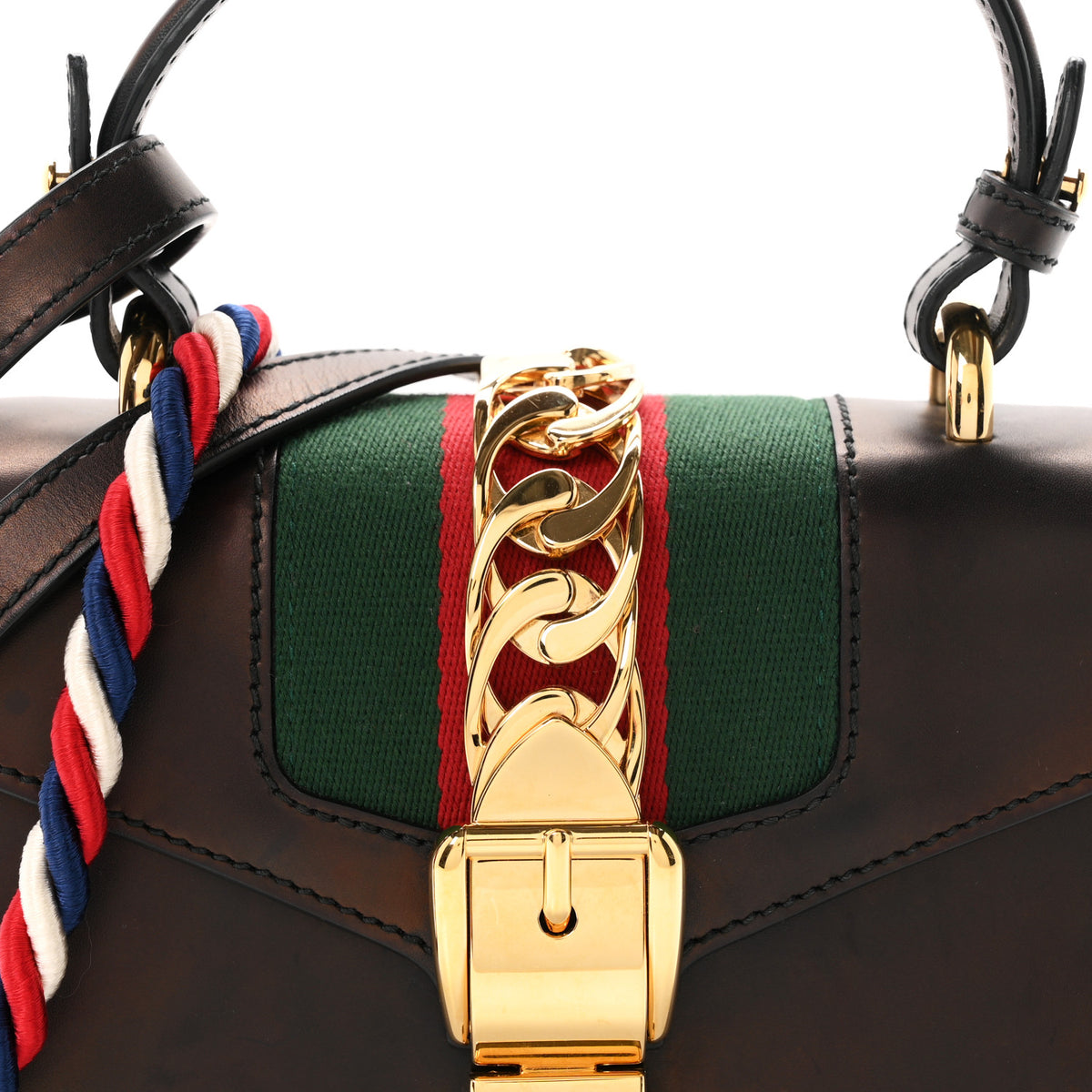 Gucci Calfskin Mini Sylvie Top Handle Bag Black 8 of 10