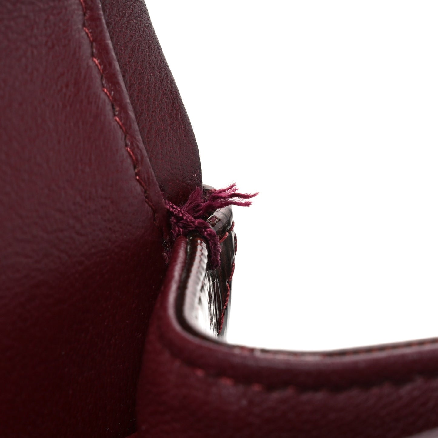 Striated Patent Quilted Jumbo Double Flap Burgundy