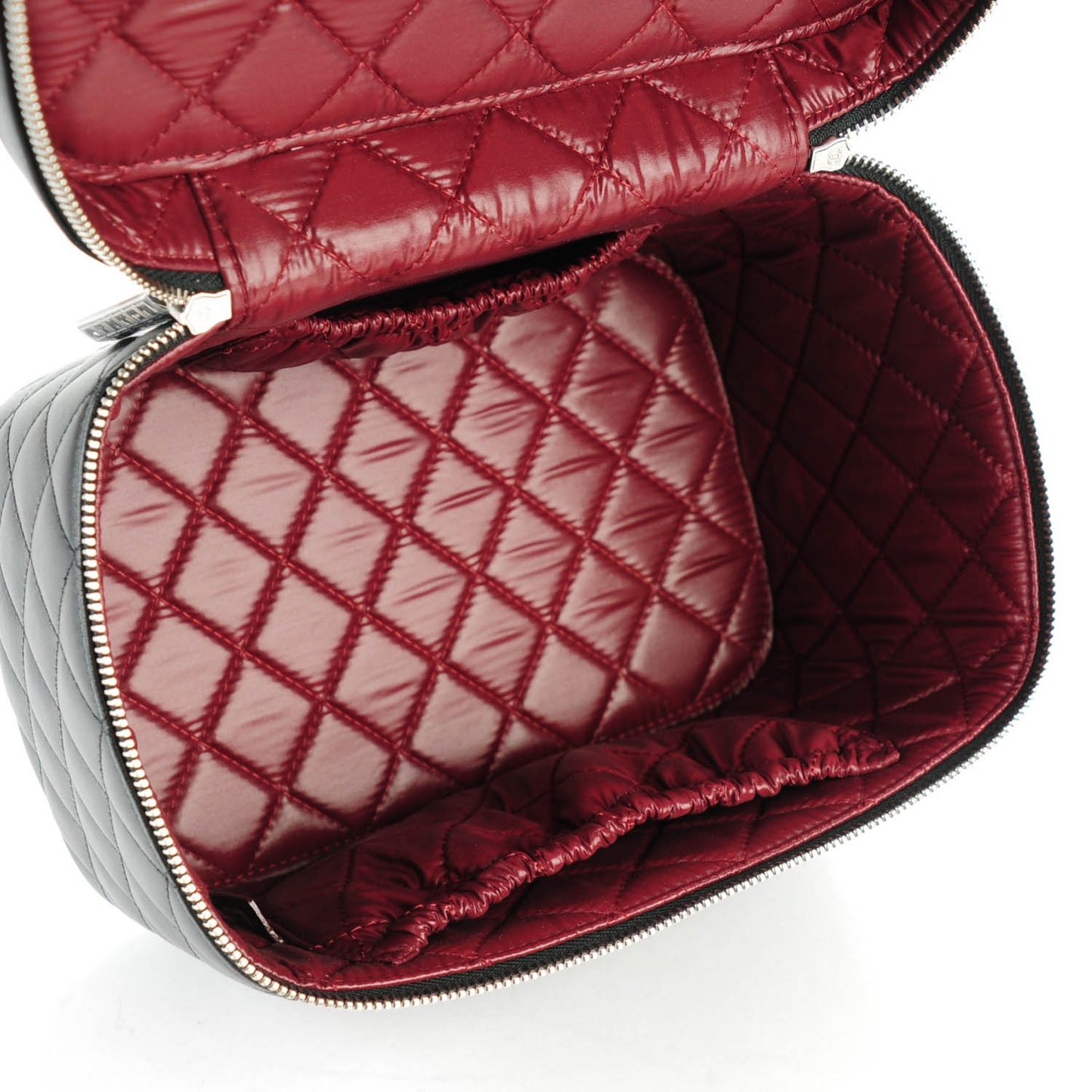 Lambskin Quilted Large Vanity Pouch Black