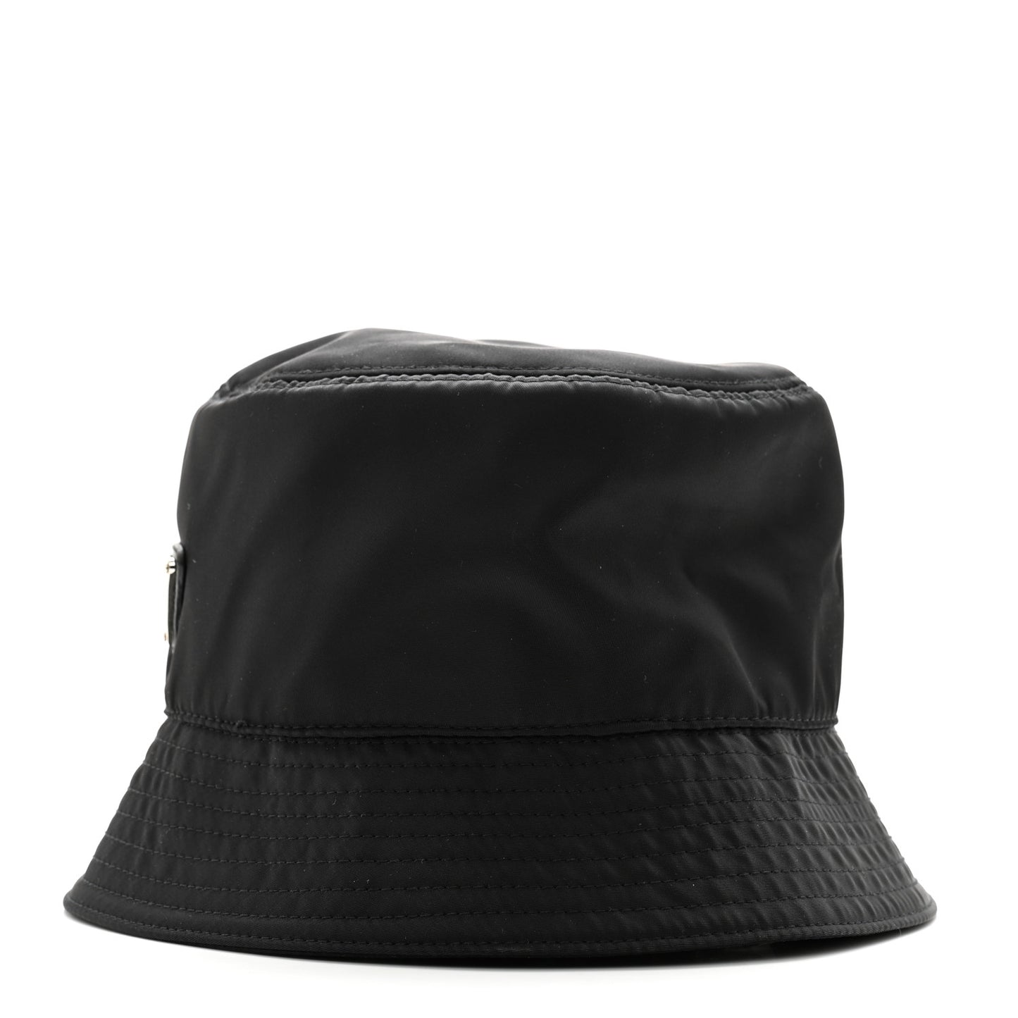 Nylon Metal Triangle Logo Womens Bucket Hat M Black
