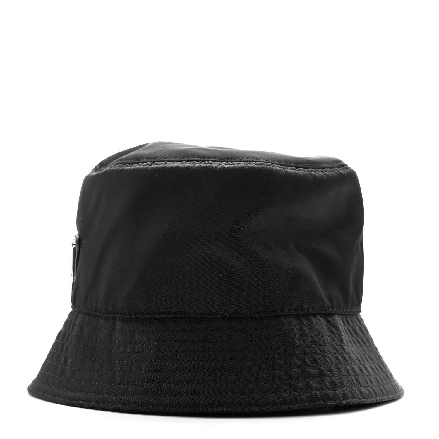 Prada Nylon Metal Triangle Logo Womens Bucket Hat M Black 4 of 10
