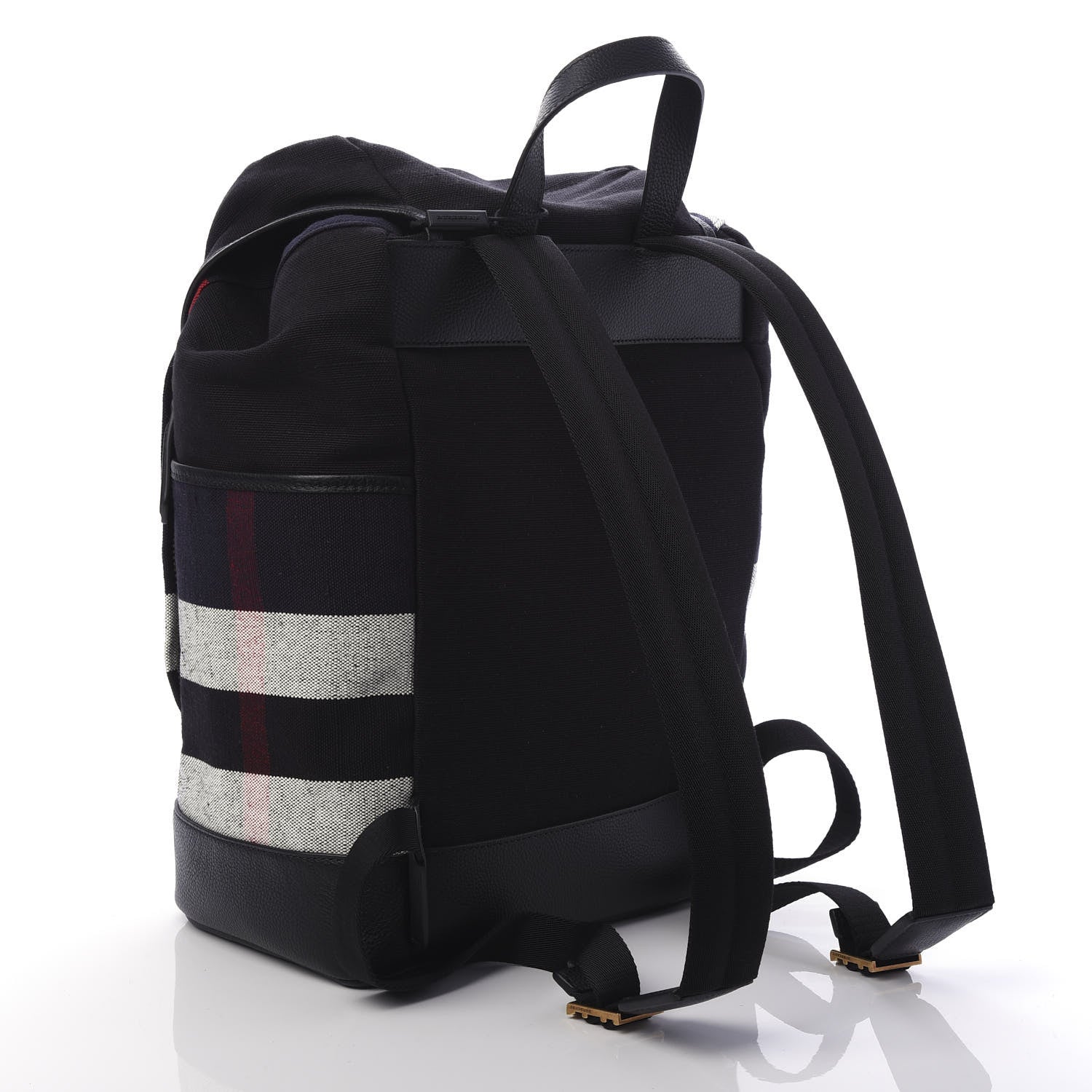 Burberry Overdyed Canvas Mega Check Drifton Backpack Black 2 of 8