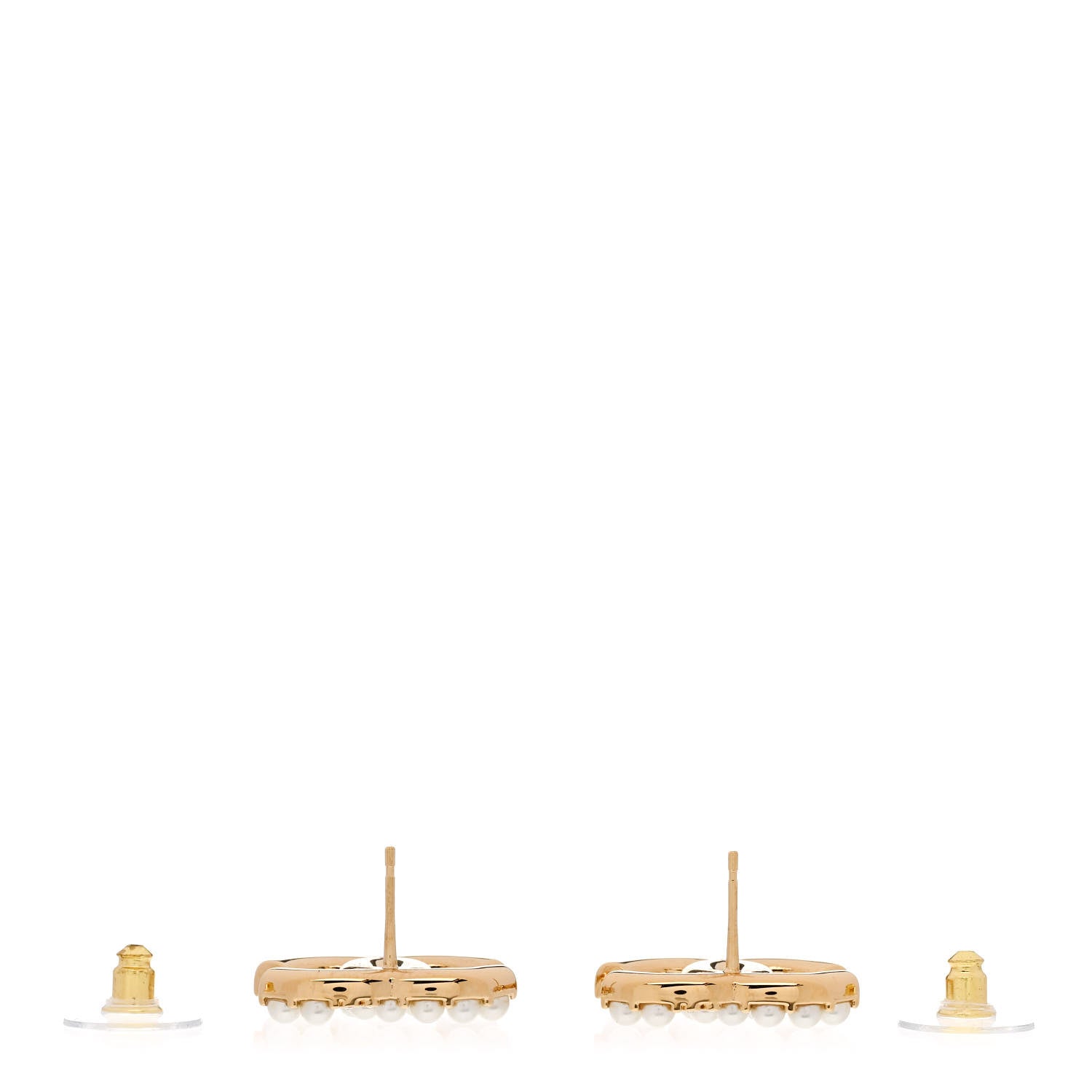 Chanel Pearl Crystal CC Earrings Gold 3 of 5