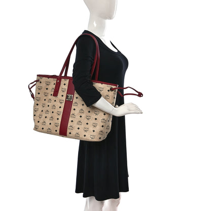 MCM Visetos Medium Liz Reversible Shopper Tote Beige Red 2 of 15