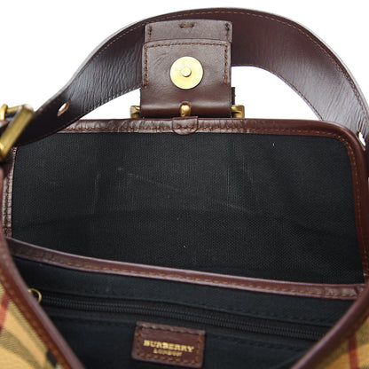Burberry Haymarket Check Buckle Satchel Brown 7 of 12