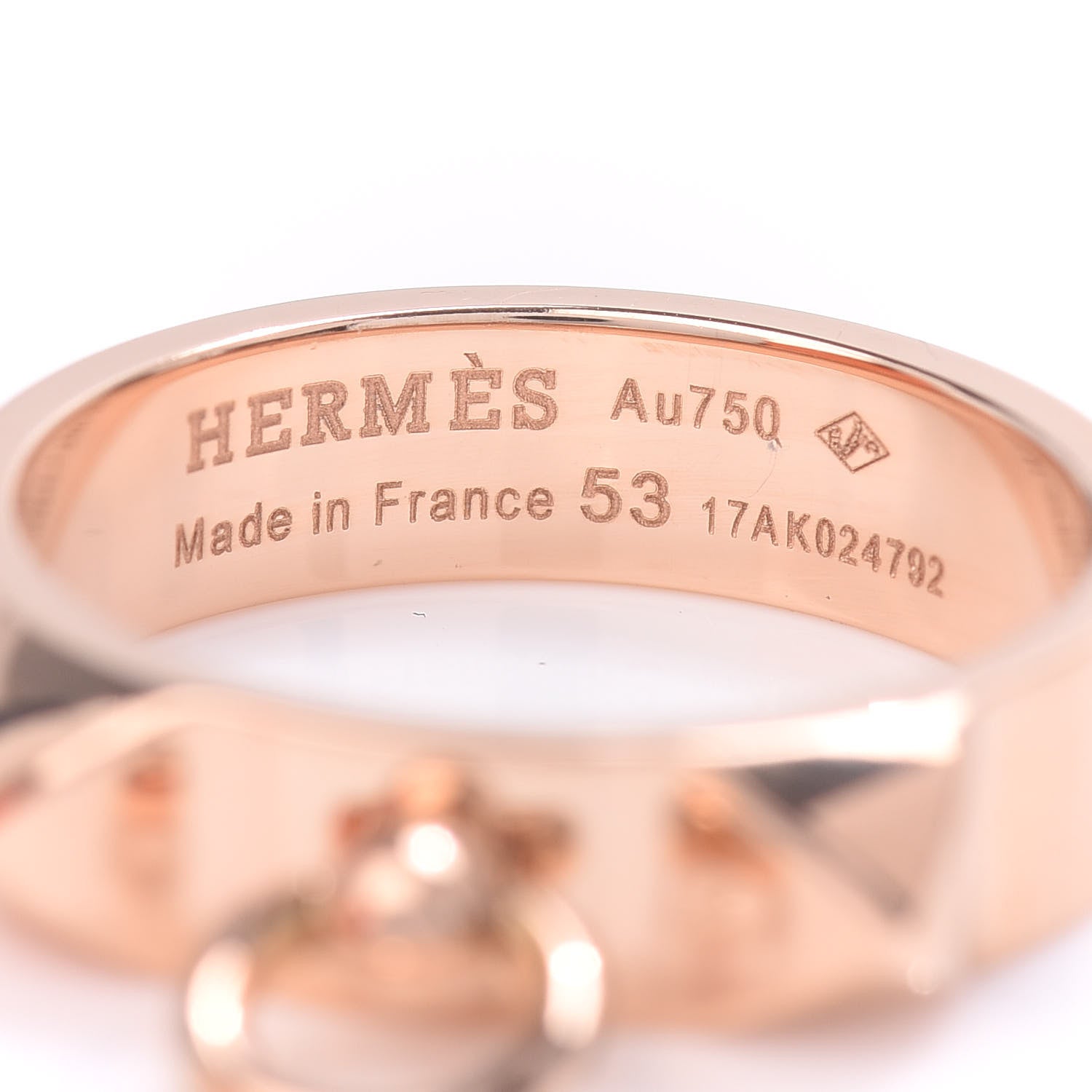 Hermes 18K Rose Gold PM Collier De Chien Ring 53 6.25 4 of 5