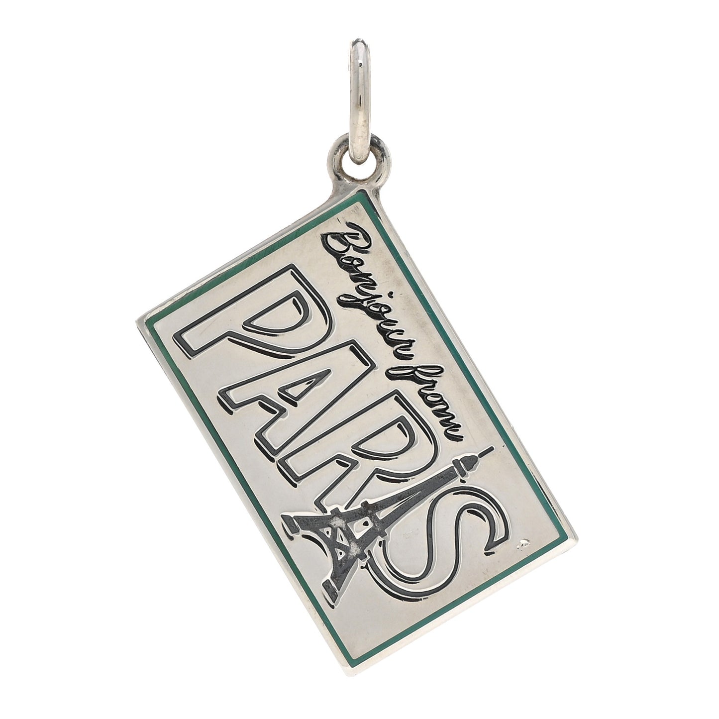 Sterling Silver Enamel Paris Postcard Charm Blue