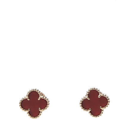 Van Cleef & Arpels 18K Rose Gold Carnelian Sweet Alhambra Earrings 1 of 6