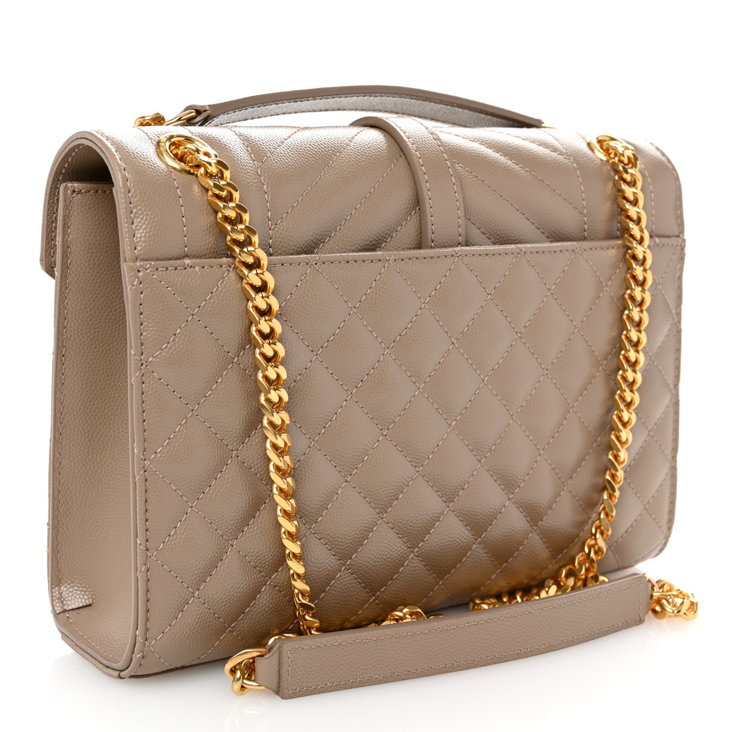 Saint Laurent Grain De Poudre Textured Mixed Matelasse Triquilt Medium Monogram Satchel Dusty Grey 3 of 9