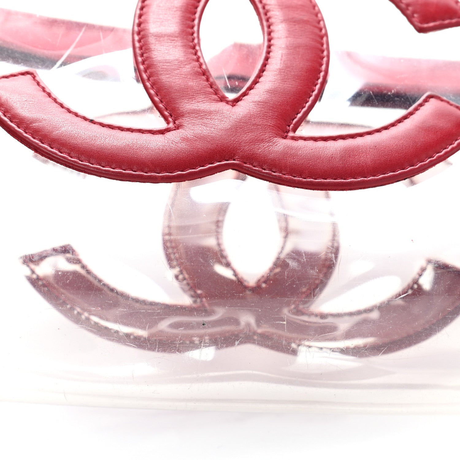 Chanel Vinyl CC Logo Cosmetic Pouch Red 11 of 13