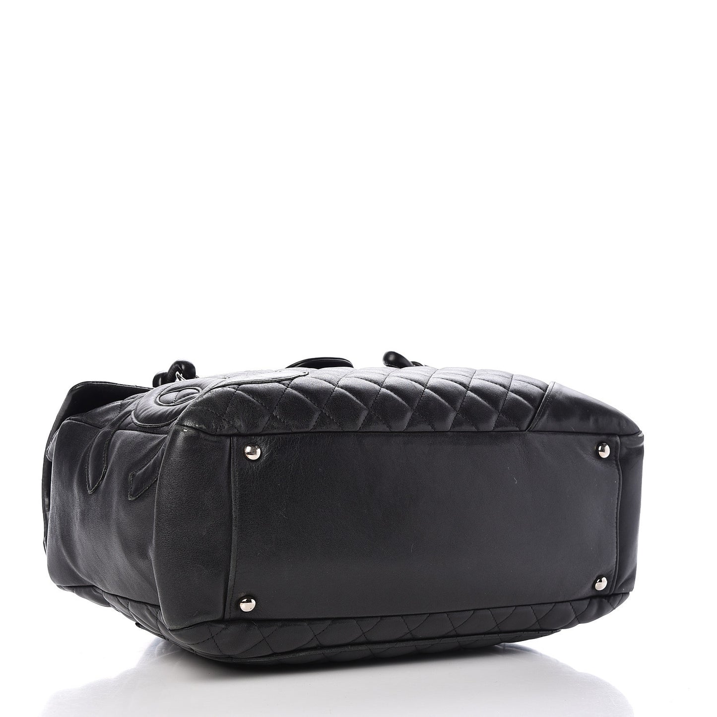 Calfskin Quilted Large Cambon Flap Black