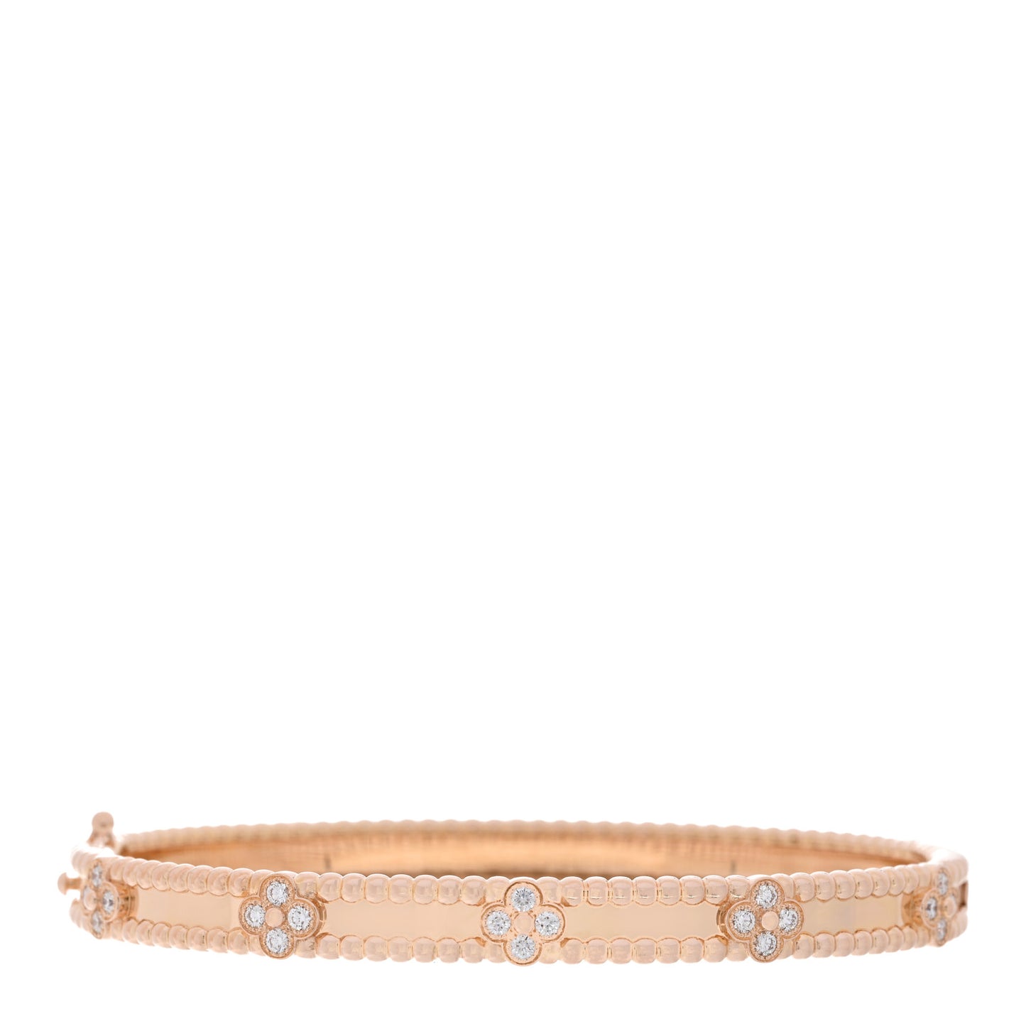 18K Rose Gold Diamond Perlee Sweet Clovers Bracelet M
