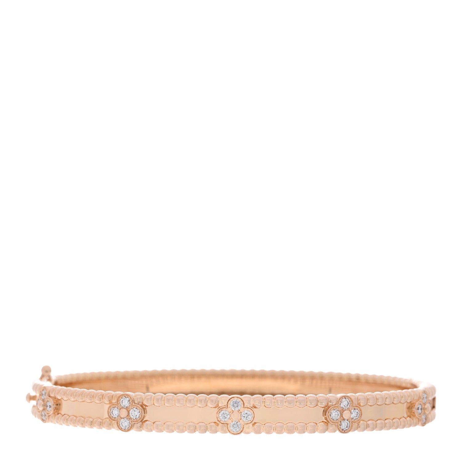 Van Cleef & Arpels 18K Rose Gold Diamond Perlee Sweet Clovers Bracelet M 2 of 4