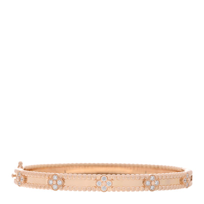 Van Cleef & Arpels 18K Rose Gold Diamond Perlee Sweet Clovers Bracelet M 2 of 4