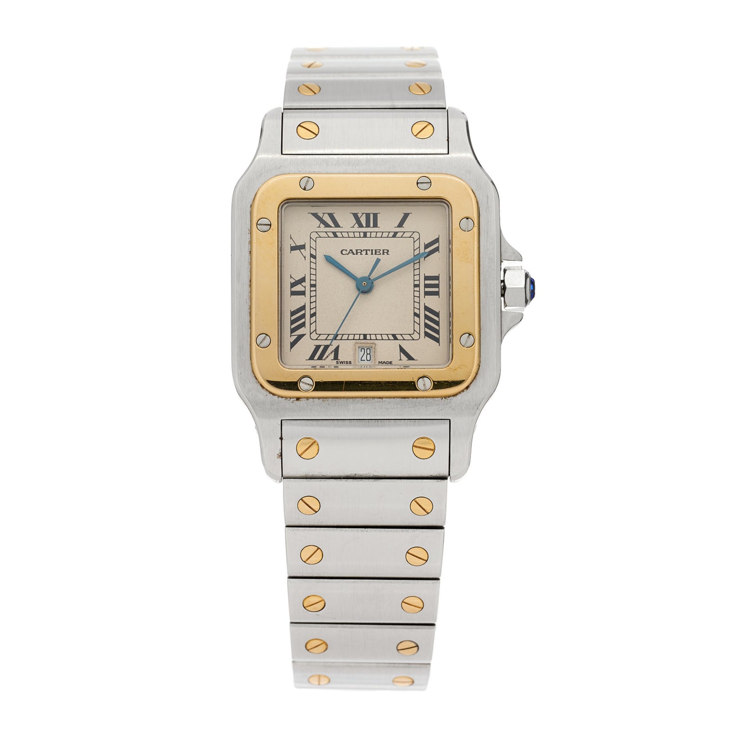 Stainless Steel 18K Yellow Gold 29mm Santos De Cartier Galbee Quartz Watch