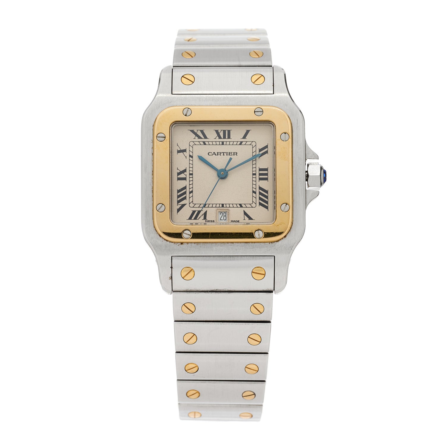 Cartier Stainless Steel 18K Yellow Gold 29mm Santos De Cartier Galbee Quartz Watch 1 of 4