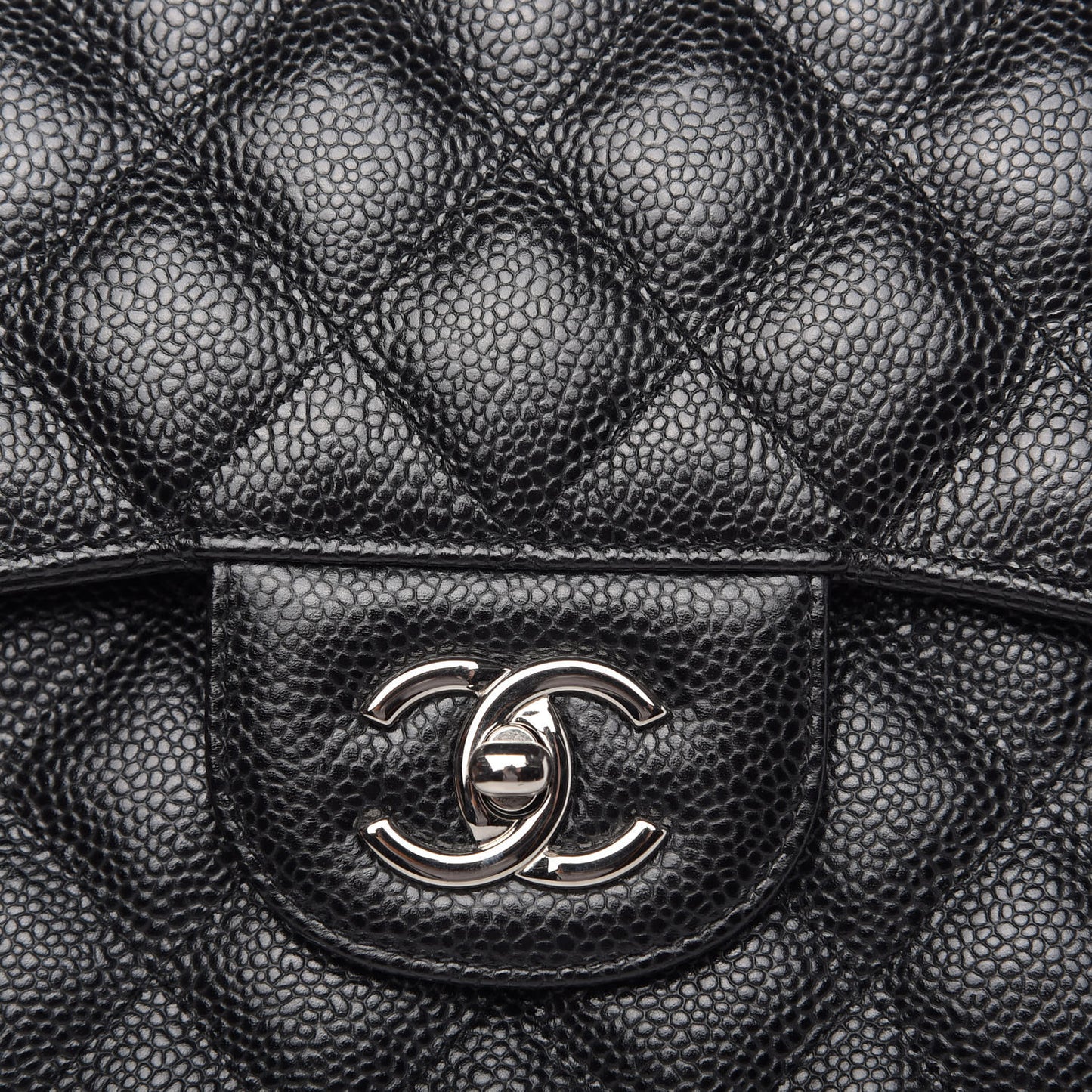 Caviar Quilted Jumbo Double Flap Black