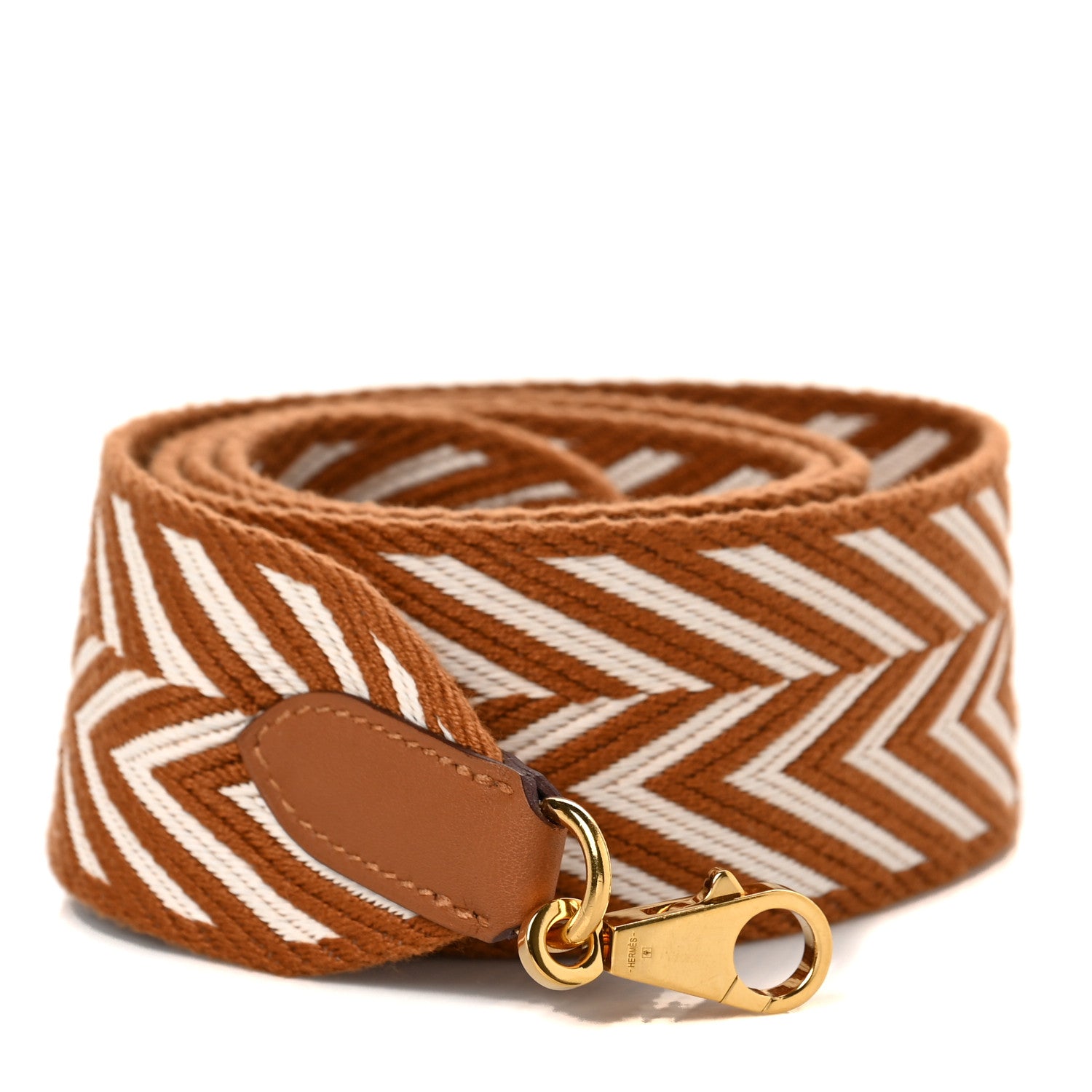 Hermes Toile Swift 50mm Sangle ZigZag Shoulder Strap Gold White 1 of 3