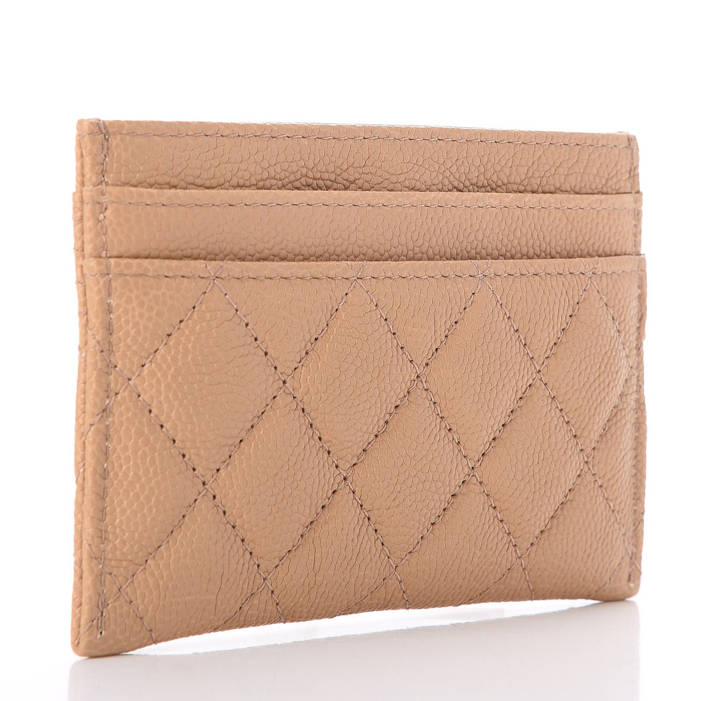 Caviar Quilted Boy Card Holder Beige