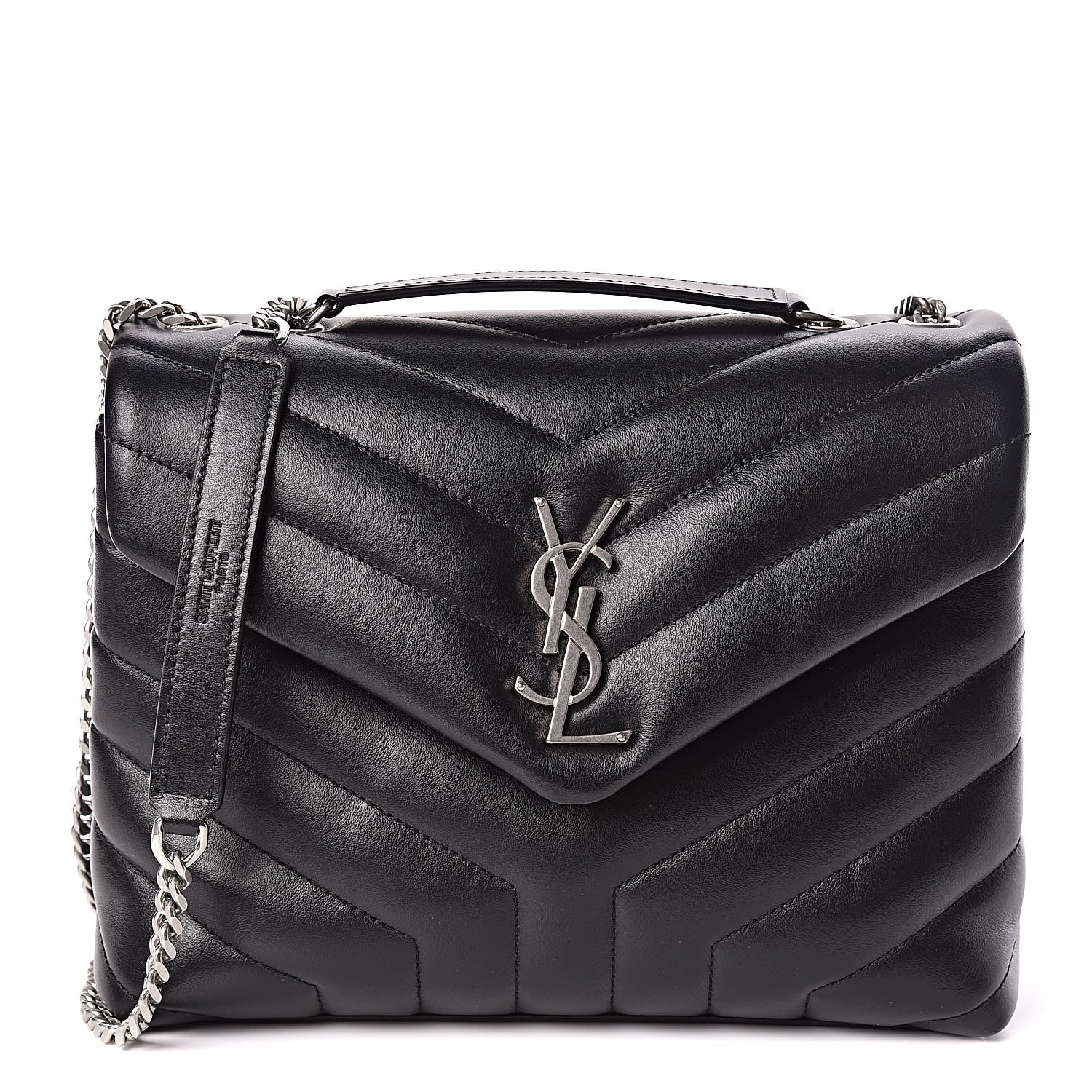 Saint Laurent Calfskin Y Quilted Monogram Small Loulou Chain Satchel Black 1 of 10