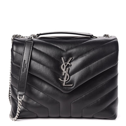 Saint Laurent Calfskin Y Quilted Monogram Small Loulou Chain Satchel Black 1 of 10