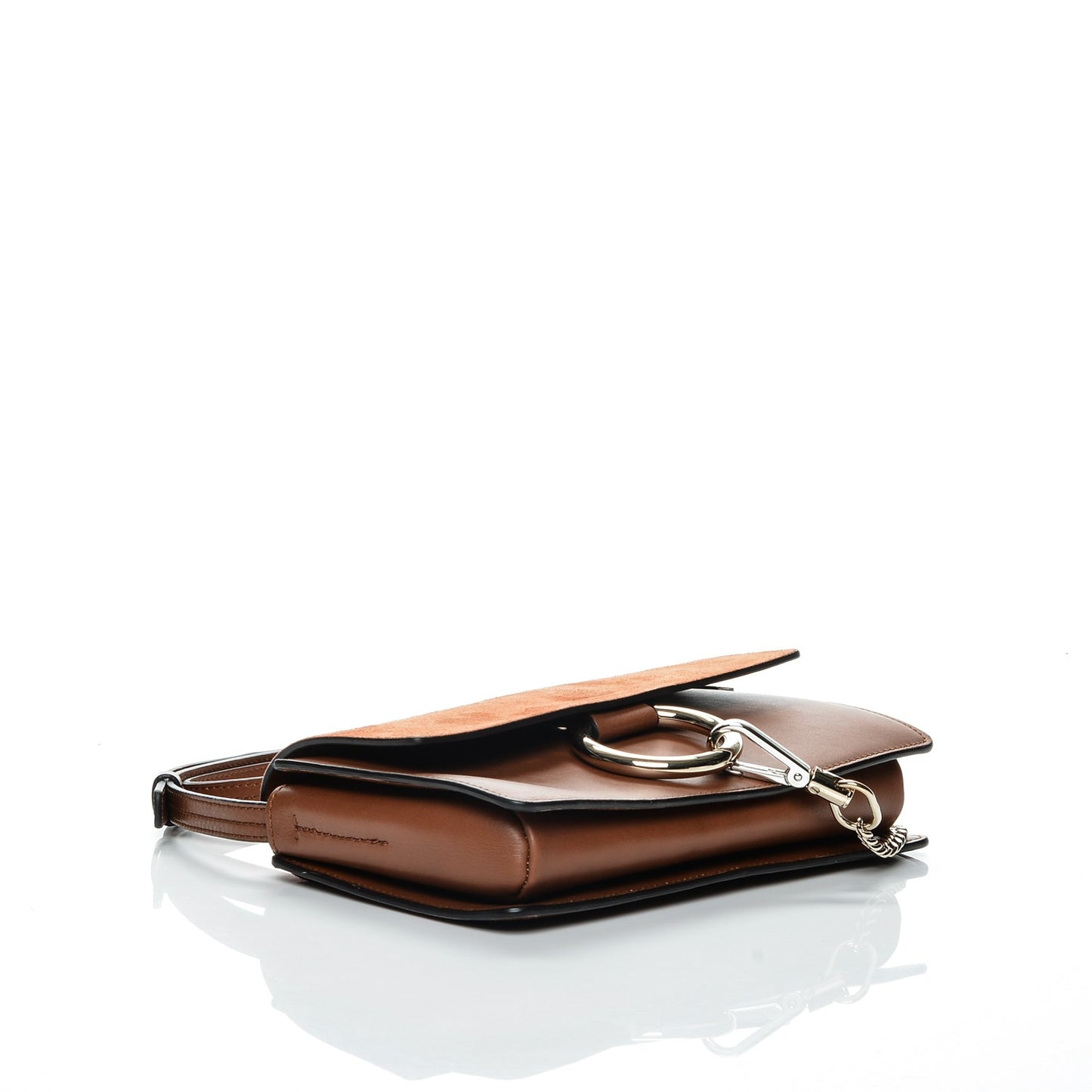Suede Calfskin Small Faye Shoulder Bag Tobacco