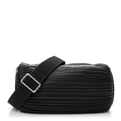 Loewe Lambskin Pleated Bracelet Large Pouch shoulder Bag Black 1 of 9