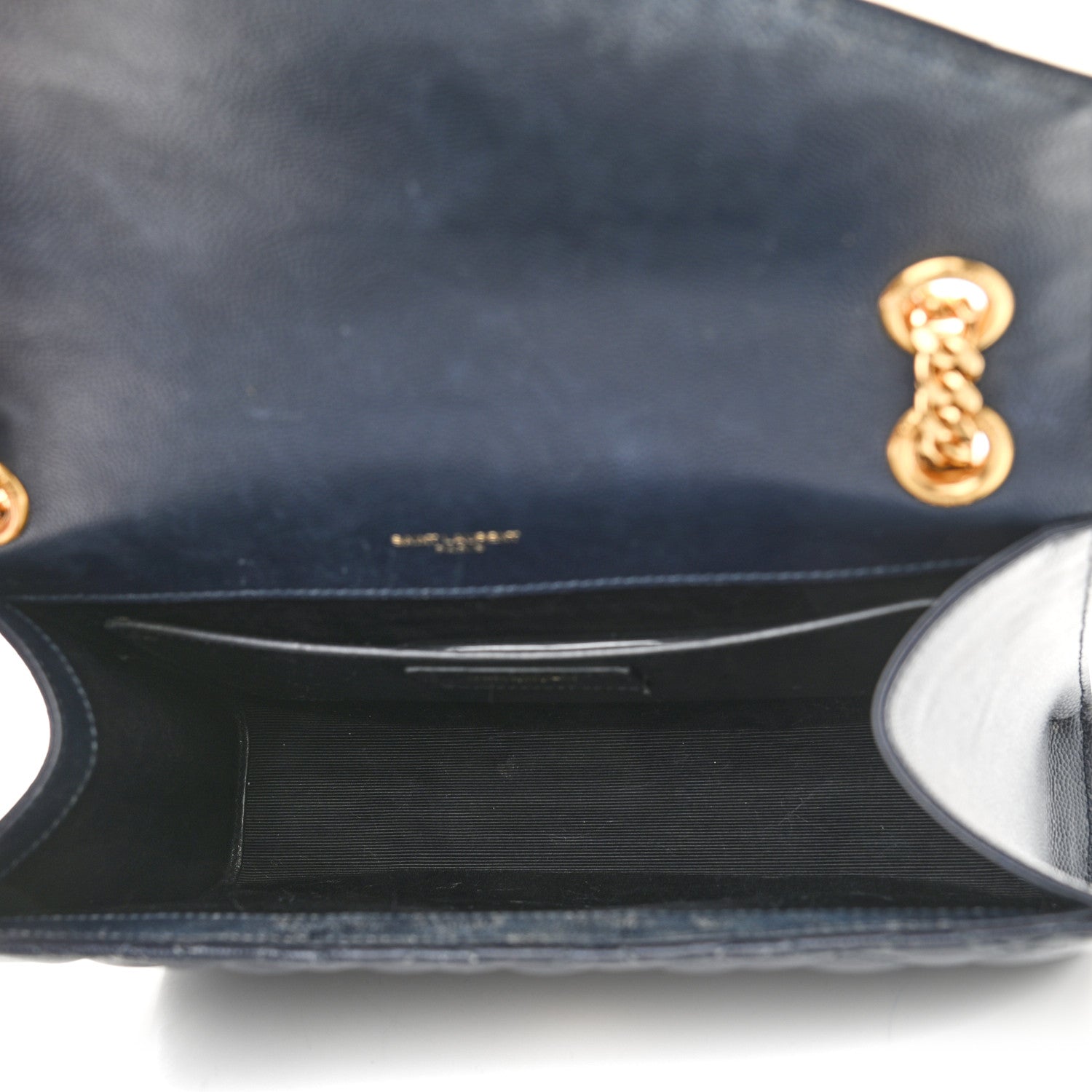 Saint Laurent Grain De Poudre Textured Mixed Matelasse Triquilt Medium Monogram Satchel Deep Marine 5 of 15