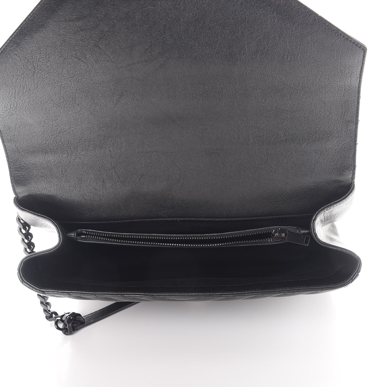Saint Laurent Sheepskin Matelasse Chevron Monogram Monochrome Large College Satchel Black 6 of 12