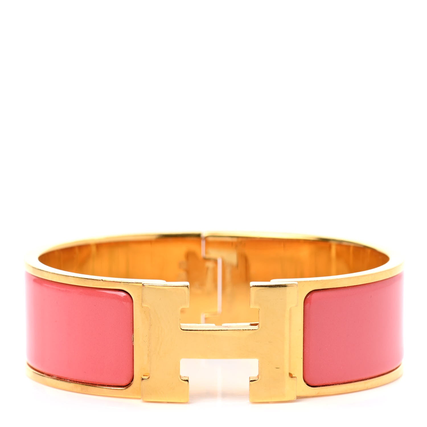 Hermes Enamel Wide Clic Clac H Bracelet GM Rouge Corail 1 of 4