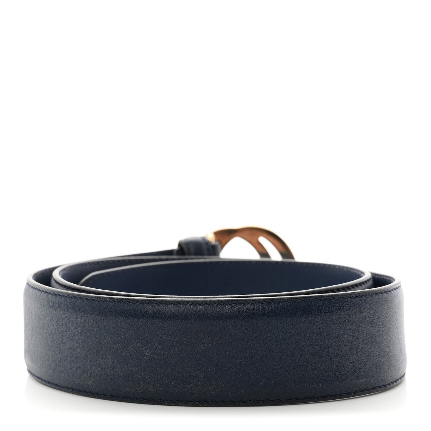 Moon Calfskin Interlocking G 37mm Belt 75 30 Cobalt Blue